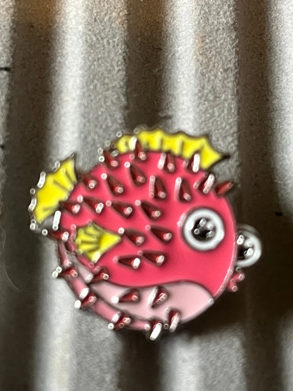 Pink Puffer Fish Enamel Pin by